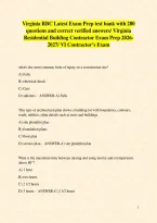 Virginia RBC Latest Exam Prep test bank with 280 questions and correct verified answers&sol; Virginia Residential Building Contractor Exam Prep 2026-2027&sol; VI Contractor&rsquo;s Exam 
