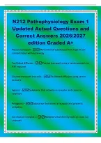 N212 Pathophysiology Exam 1&NewLine;Updated Actual Questions and&NewLine;Correct Answers 2026&sol;2027&NewLine;edition Graded A&plus;&NewLine;Passive transport - Movement of substances from high to low&NewLine;concentration with