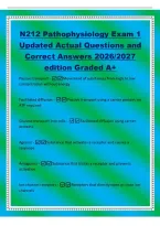 N212 Pathophysiology Exam 1&NewLine;Updated Actual Questions and&NewLine;Correct Answers 2026&sol;2027&NewLine;edition Graded A&plus;&NewLine;Passive transport - Movement of substances from high to low&NewLine;concentration without energy&NewLine;Facilitated diffusion -Pa