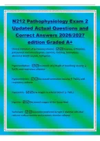 N212 Pathophysiology Exam 2&NewLine;Updated Actual Questions and&NewLine;Correct Answers 2026&sol;2027&NewLine;edition Graded A&plus;