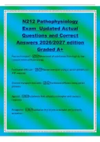 N212 Pathophysiology&NewLine;Exam Updated Actual&NewLine;Questions and Correct&NewLine;Answers 2026&sol;2027 edition&NewLine;Graded A&plus;&NewLine;Passive transport - Movement of substances from high to low&NewLine;concentration without energy&NewLine;Facilitated diffusion -Passive transport using a carrier pro