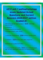 n212 unit 1 pathophysiology&NewLine;exam Updated Actual&NewLine;Questions and Correct&NewLine;Answers 2026&sol;2027 edition&NewLine;Graded A&plus;