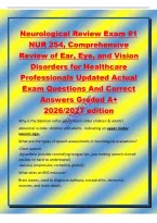 Neurological Review Exam &num;1&NewLine;NUR 254&comma; Comprehensive&NewLine;Review of Ear&comma; Eye&comma; and Vision&NewLine;Disorders for Healthcare&NewLine;Professionals Updated Actual&NewLine;Exam Questions And Correct&NewLine;Answers Graded A&plus;&NewLine;2026&sol;2027 edition 