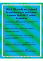 NIMS 100 study set Updated&NewLine;Actual Questions and Correct&NewLine;Answers 2026&sol;2027 edition&NewLine;Graded A&plus;&NewLine;Dispatch&sol;Deployment -Which management characteristic refers&NewLine;to personnel requested through appropriate authorities and&NewLine;established resource management system