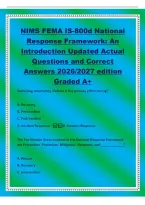 NIMS FEMA IS-800d National&NewLine;Response Framework&colon; An&NewLine;Introduction Updated Actual&NewLine;Questions and Correct&NewLine;Answers 2026&sol;2027 edition&NewLine;Graded A&plus;
