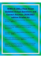 NIMS-IS 200&period;c Final Exam&NewLine;Updated Actual Questions and&NewLine;Correct Answers 2026&sol;2027&NewLine;edition Graded A&plus;&NewLine;Which Incident Type requires one or two single resources with up to six&NewLine;personnel&quest; -Type 5&NewLine;Which of the following would NOT typically be included in th