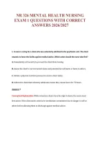 Nr 326 Mental Health Nursing&NewLine;Exam 1 Questions With Correct&NewLine;Answers 2026&sol;2027