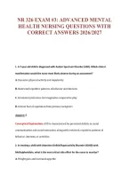 Nr 326 Exam &num;3&colon; Advanced Mental&NewLine;Health Nursing Questions With&NewLine;Correct Answers 2026&sol;2027