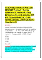 NAHQ CPHQ Exam & Practice Exam 2026&sol;2027 Test Bank &vert; Certified Professional in Healthcare Quality Certification Prep with Complete 300 Real Exam Questions and Correct Verified Answers &vert; Already Graded A&plus; &lpar;Most Recent&excl;&excl;&rpar;