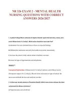 Nr 326 Exam 2 - Mental Health&NewLine;Nursing Questions With Correct&NewLine;Answers 2026&sol;2027