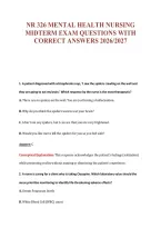 Nr 326 Mental Health Nursing&NewLine;Midterm Exam Questions With&NewLine;Correct Answers 2026&sol;2027