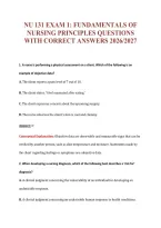Nu 131 Exam 1&colon; Fundamentals Of&NewLine;Nursing Principles Questions&NewLine;With Correct Answers 2026&sol;2027