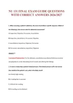 Nu 131 Final Exam Guide Questions&NewLine;With Correct Answers 2026&sol;2027