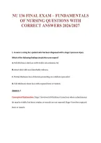 Nu 136 Final Exam &ndash; Fundamentals&NewLine;Of Nursing Questions With&NewLine;Correct Answers 2026&sol;2027