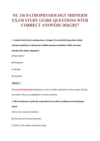 Nu 136 Pathophysiology Midterm&NewLine;Exam Study Guide Questions With&NewLine;Correct Answers 2026&sol;2027