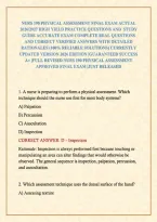 Nurs 190 Physical Assessment Final Exam Actual  2026&sol;2027 High Yield Practice Questions And  Study Guide Accurate Exam Complete Real Questions And Correct Verified Answers With Detailed Rationales &lpar;100&percnt; Reliable Solutions&rpar; Currently Updated Version 2026 E