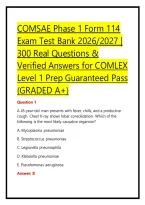 COMSAE Phase 1 Form 114 Exam Test Bank 2026&sol;2027 &vert; 300 Real Questions & Verified Answers for COMLEX Level 1 Prep Guaranteed Pass &lpar;GRADED A&plus;&rpar;