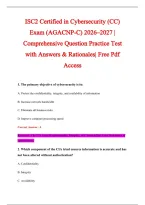ISC2 Certified in Cybersecurity Exam 2026-2027 QUESTIONS AND ANSWERS ALREADY GRADED A&plus;&period;&NewLine;100&percnt; Verified Solutions &vert; Updated Per Latest Guidelines &vert; Graded A&plus;