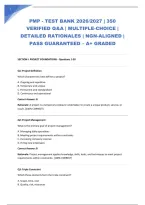 Pmp - Test Bank 2026&sol;2027 &vert; 350 Verified Q&A &vert; Multiple-Choice &vert; Detailed Rationales &vert; Ngn-Aligned &vert; Pass Guaranteed &ndash; A&plus; Graded