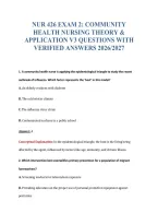 Nur 426 Exam 2&colon; Community&NewLine;Health Nursing Theory &&NewLine;Application V3 Questions With&NewLine;Verified Answers 2026&sol;2027