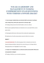 Nur 426 Leadership And&NewLine;Management In Nursing&NewLine;Comprehensive Exam Questions&NewLine;With Verified Answers 2026&sol;2027
