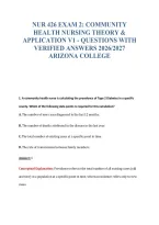 Nur 426 Exam 2&colon; Community&NewLine;Health Nursing Theory &&NewLine;Application V1 - Questions With&NewLine;Verified Answers 2026&sol;2027&NewLine;Arizona College