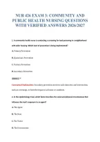 Nur 426 Exam 3&colon; Community And&NewLine;Public Health Nursing Questions&NewLine;With Verified Answers 2026&sol;2027