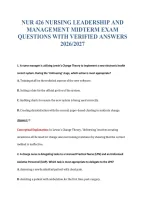 Nur 426 Nursing Leadership And&NewLine;Management Midterm Exam&NewLine;Questions With Verified Answers&NewLine;2026&sol;2027