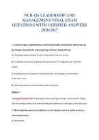 Nur 426 Leadership And&NewLine;Management Final Exam&NewLine;Questions With Verified Answers&NewLine;2026&sol;2027
