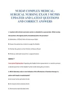 Nur245 Complex Medical-&NewLine;Surgical Nursing Exam 3 Mcphs&NewLine;Updated And Latest Questions&NewLine;And Correct Answers
