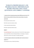 Nur245 Pathophysiology And&NewLine;Pharmacology Midterm Exam&NewLine;Mcphs Updated And Latest&NewLine;Questions And Correct Answers