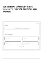 Nur 240 Final Exam Study Guide 2026&sol;2027 &vert; Practice Questions And Answers