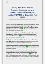 WGU D570 Cognitive Psychology Exam Questions with Correct Verified Solutions &ndash; Complete Exam Material