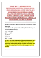 Eee 241 Quiz 3 &ndash; Fundamentals Of&NewLine;Electromagnetics Arizona State University &ndash;&NewLine;Practice Examination&vert; Latest Updated 100&percnt;&NewLine;Complete Comprehensive Exam&vert; Newest&NewLine;Evaluated 2026-2027 Final Exam&vert; High Yield&NewLine;Practice Questions &vert; 100&percnt; Correct Verified&NewLine;Answers 