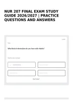 Nur 207 Final Exam Study Guide 2026&sol;2027 &vert; Practice Questions And Answers