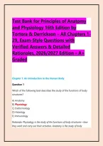 Test Bank for Principles of Anatomy and Physiology 16th Edition by Tortora and Derrickson &lpar;ISBN 9781119662792&rpar; &ndash; Complete Exam Questions with Detailed Answers and Rationales for Nursing and Medical Students