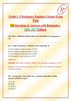 Grade 1 Stationary Engineer Exam &vert; Boiler Operation&comma; Electrical Fundamentals&comma; Plant Safety & Regulations &vert; Prep 2026-2027&colon; 200 Questions & Answers with Detailed Rationales 