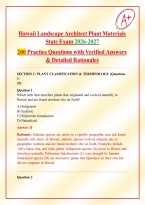 Hawaii Landscape Architect Plant Materials State Exam 2026&colon; 200 Practice Questions with Verified Answers & Detailed Rationales&NewLine;