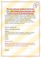 Hawaii Landscape Architect State Exam 2026&sol;2027 &colon; 250 Multiple Choice Questions with Verified Answers & Detailed Rationales&NewLine;