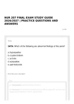 Nur 207 Final Exam Study Guide 2026&sol;2027 &vert; Practice Questions And Answers