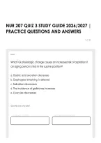 Nur 207 Quiz 3 Study Guide 2026&sol;2027 &vert; Practice Questions And Answers