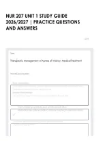 Nur 207 Unit 1 Study Guide 2026&sol;2027 &vert; Practice Questions And Answers