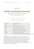 NUR 2180 MODULE 9 QUIZ ACTUAL EXAM 2026&sol;2027 &vert; Physical Assessment &vert; Questions & Verified Answers &vert; 100&percnt; Correct &vert; Rasmussen &vert; Pass Guaranteed - A&plus; Graded&NewLine;&NewLine;