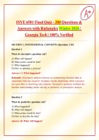 Georgia Tech ISyE 6501 Final Exam Quiz 2026&sol;2027&colon; 200 Questions & Verified Solutions with Rationales&NewLine;