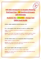 ISYE 6501 Introduction to Analytics Modeling Final Exam Prep&colon; 200 Questions & Answers with Rationales &vert; Georgia Tech OMSA Study Bundle &vert; 2026&sol;2027&NewLine;