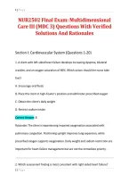 NUR2502 Final Exam&colon; Multidimensional&NewLine;Care III &lpar;MDC 3&rpar; Questions With Verified&NewLine;Solutions And Rationales