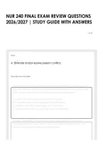 Nur 240 Final Exam Review Questions 2026&sol;2027 &vert; Study Guide With Answers