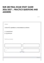 Nur 240 Final Exam Study Guide 2026&sol;2027 &vert; Practice Questions And Answers
