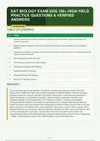 Dat Biology Exam 2026 High-Yield Practice Questions & Verified Answers Complete Dental Admission Test Prep Plus Rationales&vert; Instant Download