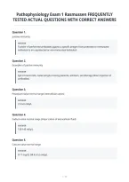 Pathophysiology Exam 1 Rasmussen Frequently&NewLine;Tested Actual Questions With Correct Answers